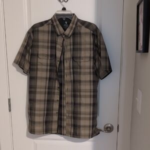 Kuhl Men's Beige and Black Plaid Button Down Shirt